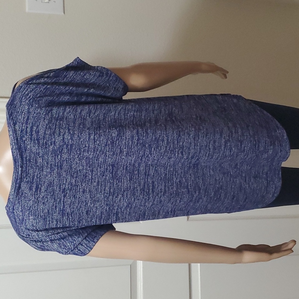Apt.9 M marled blue and grey cold shoulder cozy knit medium weight top - Picture 4 of 7